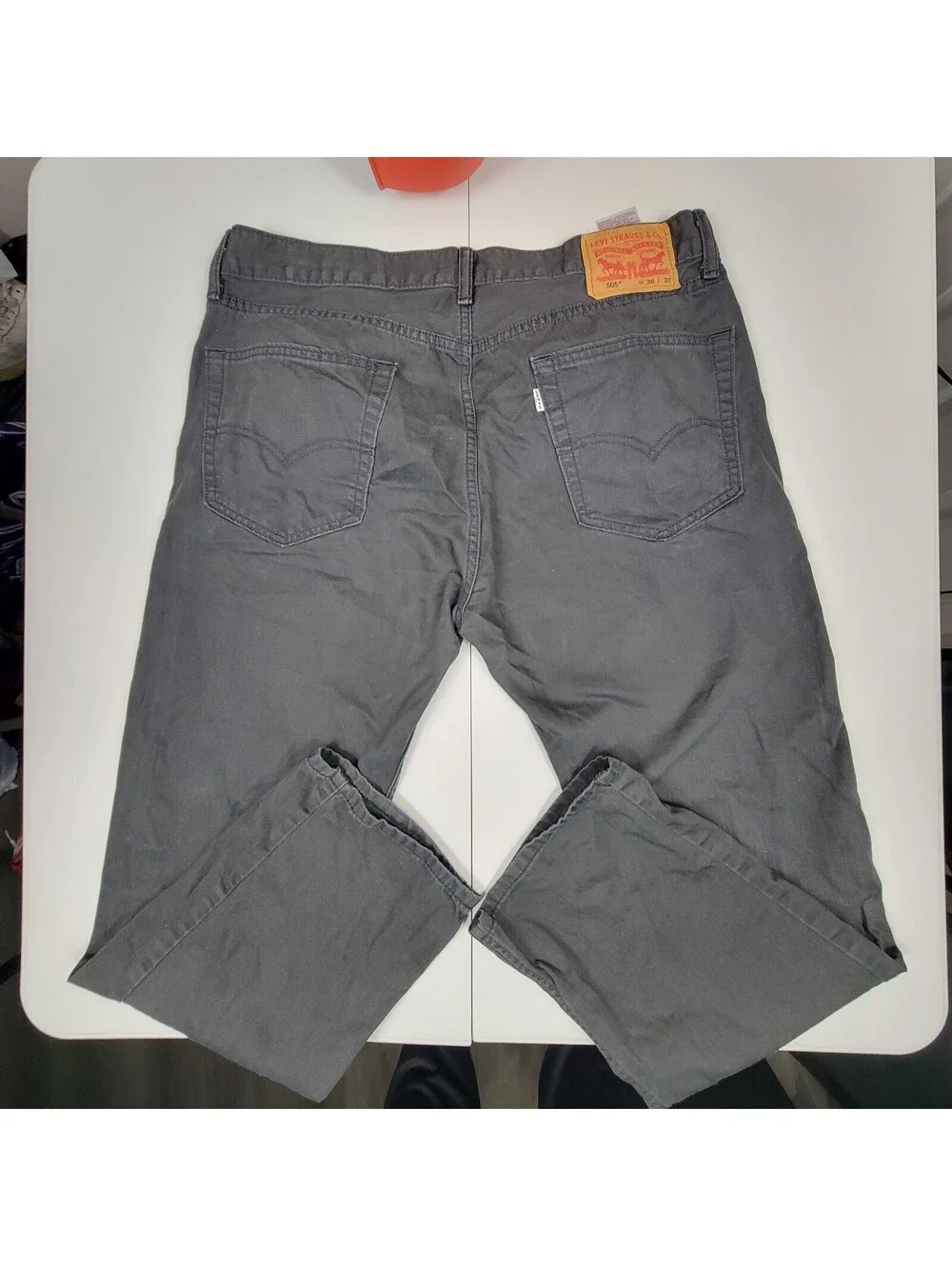 Levi's 505 Black Straight Leg Jeans W36 L30 Charcoal Classic